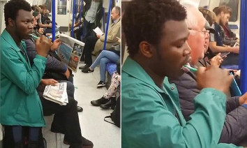 Lolz!:Guess what a nigerian man was caught doin in a train